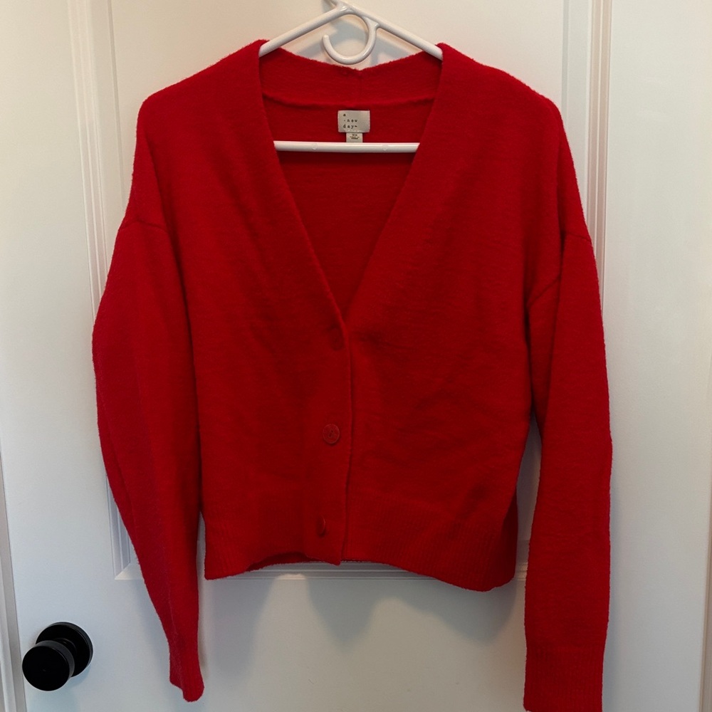 a new day Women's Red Cardigan Sweater